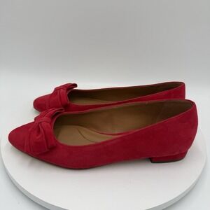 Talbots Edison Suede Leather Ballet Women 7M Flats Pointed Toe Shoe Red Knot